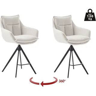 MCA furniture Bistrostuhl »Parker Tresenstuhl mit Armlehnen Tresenhocker« (Set) 2 Stk.Barhocker,Barmoebel,Barstuhl,360° drehbar,mit Lehne,belastbar 120 kg, beige