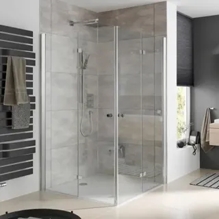 HSK Atelier Plan Drehfalttür Eckeinstieg 4-teilig, Maße: 120,0 cm x 120,0 cm x 200,0 cm, 17288028-41-120, Duschkabine: Chromoptik: Echtglas TwinSeal