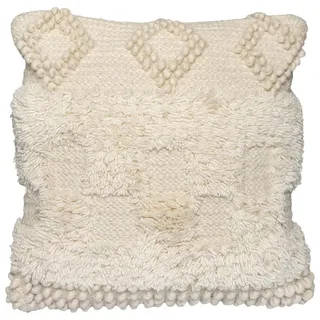 Zierkissen , Naturfarben , Textil , Füllung: Polyester,Polyester , quadratisch , 45x45x15 cm , Care & Fair, DIN EN ISO 9001, Global Recycled Standard (Grs), GoodWeave , hochwertige Qualität, mit Fransen , Heimtextilien, Wohntextilien, Kissen, Zierkissen