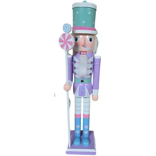 DRW Hoher Nussknacker aus Blei, aus Holz, Pastellfarben, Violett, 11 x 11 x 51 cm