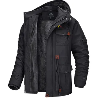 MAGCOMSEN Herren Warme Jacke Winter Fleecejacke Atmungsaktiv Übergangsjacke Männer Bomber Jacke Baumwolle Windjacke Lässig Vintage Jacke mit Innenfleece Grau L