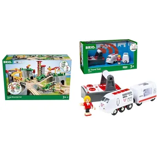 BRIO World 36010 Gebirgs-Frachten Set Deluxe - Eisenbahn-Spaß auf Mehreren Ebenen & World 33510 IR Express Reisezug - Elektrische Lokomotive mit Fernsteuerung