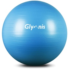 Glymnis Fitnessball Gymnastikball 55 cm/65 cm/75 cm, Anti-Burst Maximale Belastung 300 kg, rutschfest, mit Pumpe für Pilates, Yoga und Fitness, Blau 55 cm
