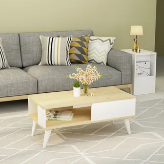 Skye Decor, Seul - Sapphire, White, Couchtisch, Saphir, 100 % MELAMINBESCHICHTETE SPANPLATTEN, 90 x 45 x 40 cm - Blau, Weiß