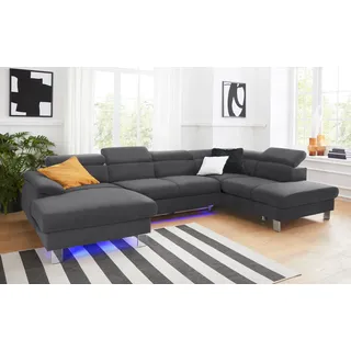 Cotta Wohnlandschaft Kunstleder 3-Sitzer Schwarz