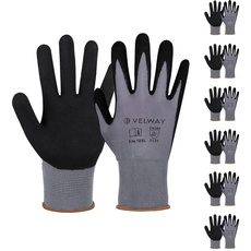 Velway 6 Paar Arbeitshandschuhe Nylon Nitrilbeschichtet Schutzhandschuhe Rutschfeste Bauhandschuhe Leichte Atmungsaktive Gartenhandschuhe EN388 Mechaniker Handschuhe für Männer und Frauen (Größe 9)