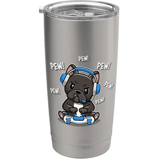 Kids Boys Girls Video Gamer Pew Black French Bulldog Lover Doppelwandiger Edelstahl-Thermobecher