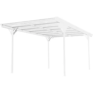 Westmann Einzelcarport Flachdach 3,05 x 5,03 m weiß inkl. Regenrinne und Pfostenanker