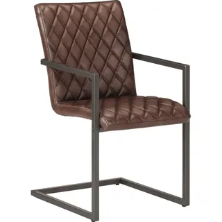 vidaXL Freischwinger 2 Stk. Braun Echtleder - Bronze