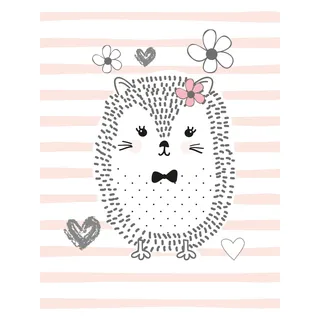 Lüttenhütt Leinwandbild »Igel« Blumen   Blumenbilder   Herzen   Kind   Tiere Premium-Leinwandstoff, Handarbeit aus Deutschland, Kindermotiv, rosa