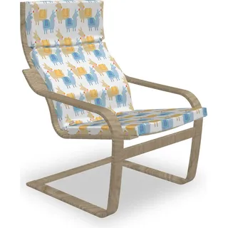 ABAKUHAUS Alpaka Poäng Sessel Polster, Oriental Tiere Muster, Sitzkissen mit Stuhlkissen mit Hakenschlaufe und Reißverschluss, Sky Blue Earth Gelb - Gelb