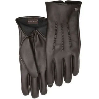 Lederhandschuhe PEARLWOOD "Gates", Herren, Gr. 9.5, braun (schwarz braun), Schafsleder, Biesen, unifarben, Handschuhe Lederhandschuhe, weiches Innenfutter aus Fleece
