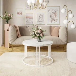 Runder Couchtisch LORI LEVANTO Weiß / marmor levanto