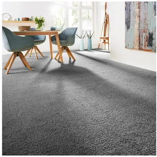 Andiamo Teppichboden »Softness, Velours, Made in Belgium« rechteckig 17 mm Höhe Uni Farben, Breite 400 cm, besonders weich, Wohnzimmer, Schlafzimmer, grau