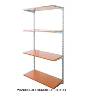 Biedrax Wandregal - Grundregal 50 x 80 x 150 cm, Farbe silber - 4 Fachboden Kirsche