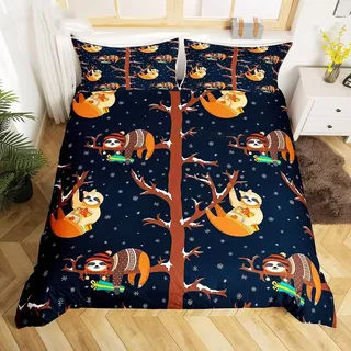 BJCJGGL Bettwäsche 220x240 SüßEs Faultier Bettwäsche-Set mit Reißverschluss Schließung und 2 Kopfkissenbezug 80x80 cm - Weicher Atmungsaktive Mikrofaser Bettbezug für Erwachsene Kinder