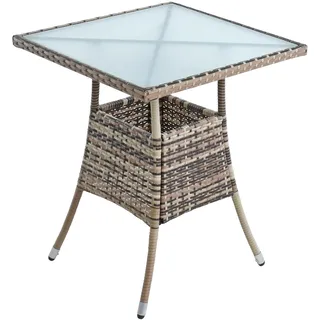 Estexo Polyrattan Beistelltisch 57 x 57 x 72 cm Beige/Braun