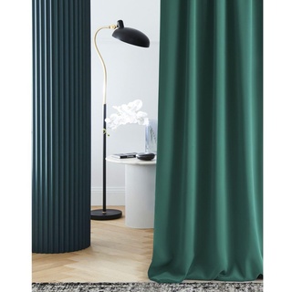 ROOM99 Vorhang mit Kräuselband Laurel 140 x 280 cm Breite x Höhe Verdunkelung Blickdicht Schiebegardinen Curtain Gardine Wohnzimmer Schlafzimmer für Schinensystem Dunkelgrün, 1 Stück