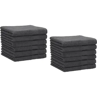 Betz Palermo Gästehandtücher Set 12-teilig – 12× Gästehandtuch 30×50 cm, 100% Baumwolle 360 g/m2, weich & saugstark, Oeko-TEX® Farbe anthrazit