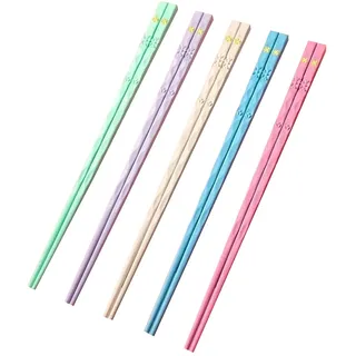 EUYKQNOI 5 Paar Chinesische Stäbchen Essstäbchen Spülmaschinenfest wiederverwendbar Sushi Chopsticks 24cm Sakura Bernstein Asia Japanisch China koreanische Stil Personalisiert bunt Fiberglas Esstäbche