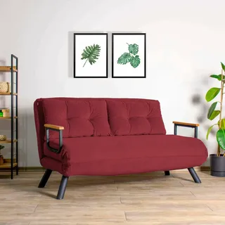 Dmora Schlafsofa 2-Sitzer Merak 133x78 cm Rot, Stauraum