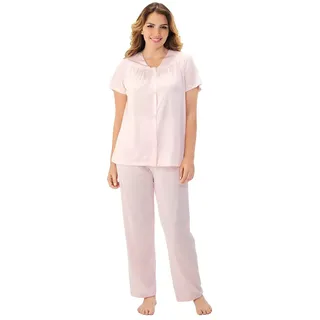 Exquisite Form Damen Coloratura 90807 Pyjama-Set mit kurzen Ärmeln, Übergröße Pyjamaset, Pink Champagner, XL Größen