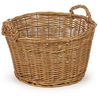 TYSK Design Aufbewahrungskorb medium (Größe und Form wählbar) 36 cm Durchmesser - Geschenkkorb, Spielzeugkorb, Kaminkorb, Korb geflochten aus Weide für Kinderzimmer, Wohnzimmer, Badezimmer