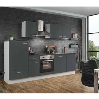 Menke Küchenzeile White Classic 270 cm graphit-weiß