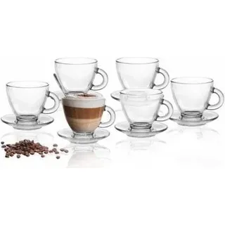 6 Espresso Gläser 85ml mit 6 Unterteller Espressotassen Tasse 12tlg Espressoglas - Transparent