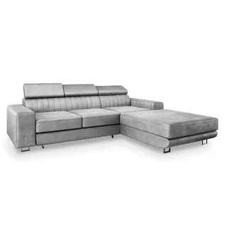 masseno Ecksofa Noto R-S mit Schlaffunktion L-Form, Sofa mit Bettkasten, Wohnzimmersofa, Couch, Soffa, Bettsofa, Couchgarnitur- Hellgrau, MONOLITH 84 - Hellgrau