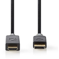 Bild von Displayport-Kabel DisplayPort Stecker - HDMI Stecker 4K@30Hz Vergoldet 3.00 m Rund - PVC - Anthrazit - Box