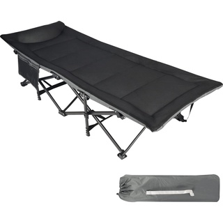 REDCAMP XL Feldbett mit Matratze für Erwachsene 226 kg, Extra Breite Robust klappbett Campingbett Gästebett klappbar, Betten für Outdoor Camping Reisen Büro Indoor, Schwarz