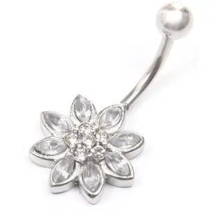 Firetti Bauchnabelpiercing »Schmuck Geschenk Piercing Körperschmuck Blume«, mit Glassteinen, silberfarben