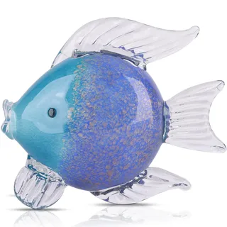 Große Glasfisch-Figuren, mundgeblasene Glasfischstatue und Skulptur, Heimdekoration, Murano-Tier, tropisches Meer, Glas, Briefbeschwerer für Schreibtisch, Glasaquarium, Küstenstrand, dekorativ