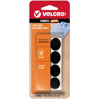 Velcro (R) Brand gurthalteband Sticky Back für Stoffe: Kein nähen notwendig – 1 x 3/4-Zoll ovale, 8 Sets – Schwarz