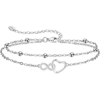 Jbniuay Fußkettchen für Damen 925 Sterling Silber - Infinity Herz Fußkette - Damen Fußkettchen - Fußkette Verstellbare 23+5cm - Geschenke für Frauen/damen/mama/mutter