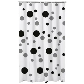 Duschvorhang ADOB, weiß, schwarz, B:180cm H:180cm, Kunststoff, Duschvorhänge, Duschvorhang, Höhe 180 cm