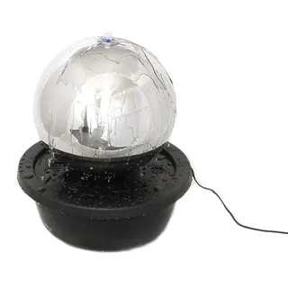Gartenbrunnen/Zierbrunnen in Plastik-Schale zum Vergraben mit rostfreier Edelstahl-Kugel, inkl. Pumpe & LED Wasserspiel Garten/Teich/Terasse 52 * 60cm, Durchmesser Kugel 40cm