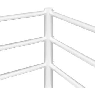 Stapelbett – Weißer Stahlrahmen, 90x200 cm – Platzsparendes Etagenbett mit Gitterrost und Leiter