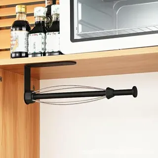 Küchenrollenhalter mit Dämpfungseffekt, Küchenrollenhalter Wand ohne Bohren, Küchenrollenspender Küchenrollen Halter Aufbewahrung Organisator (Black)