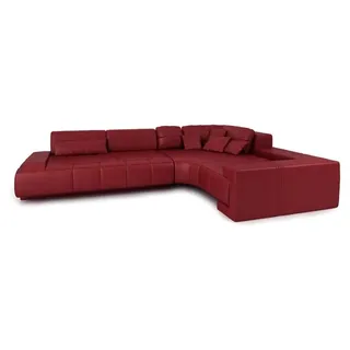 Leder Modern Couch Wohnlandschaft Ledersofa Sofagarnitur Sofa L-Form Rot Ecke - Rot