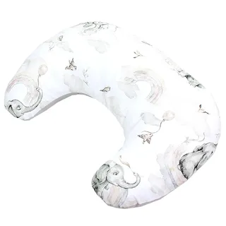 TupTam Baby Stillkissen Klein mit Baumwoll-Bezug, Farbe: Elefanten/Regenbogen