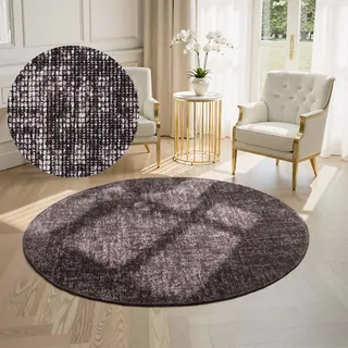 ELLE DECORATION Prisma Kurzflorteppich Ø 200 cm Braun