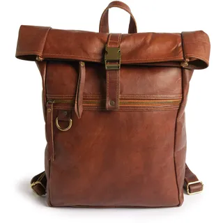 LEABAGS Leder Rucksack Damen & Herren I Laptopfach 13 Zoll I Echtleder Premium Daypack I Eleganter Backpack Frauen & Männer I Lederrucksack I Vintage Cognac