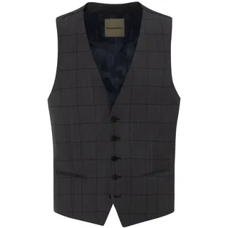 Anzugweste BENVENUTO. "UMBERTO", Herren, Gr. 52, grau (anthrazit check), Obermaterial: 52% Polyester PES. 43% Wolle WO. 5% Elasthan EL. Futter: 51% Acetat CA. 49% Viskose CV. 51% Acetat CA. 49% Viskose CV., slim fit, V-Ausschnitt, Westen Anzugweste, mit Rückenschnallgurt