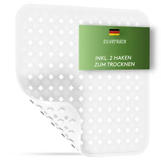 SilverRack Duschmatte rutschfest 53x53 cm (Weiß RAUTEN) - Antirutschmatte Dusche BPA frei für Kinder - Badematte maschinenwaschbar u. schimmelresistent - Duscheinlage rutschfest