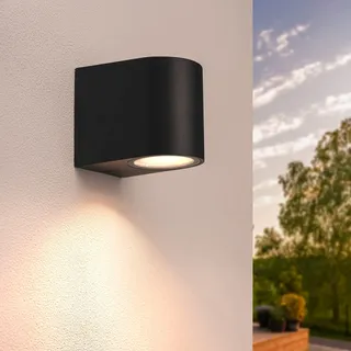 Ledvion Vesta, LED Wandleuchte Außen Schwarz Rund, Für Ein GU10 Down, Außenwandleuchte, Wandlampe, Außenlampe, IP54