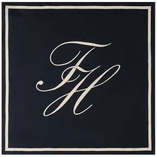 Tommy Hilfiger Modetuch TOMMY HILFIGER "TOMMY SCRIPT SILK", Herren, schwarz (space blau, soft cream), Web, Seide, Modetücher Modetuch