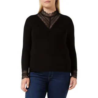 Only Damen Spitzen Langarmshirt Oberteil | Schwarz | M