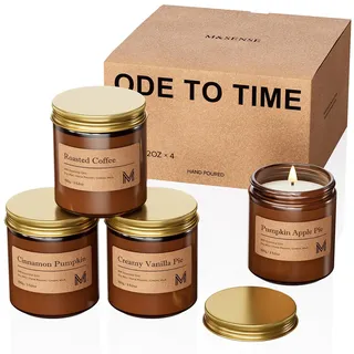 M&SENSE Duftkerzen Geschekset,Duftkerze Herbst,Natürliche Sojawax Duftkerzen im Glas,Kerzen Geschenke für Mama,Weihnachten,Geburtstag,Bad,Yoga, Halloween,4x100g Thanksgiving Day